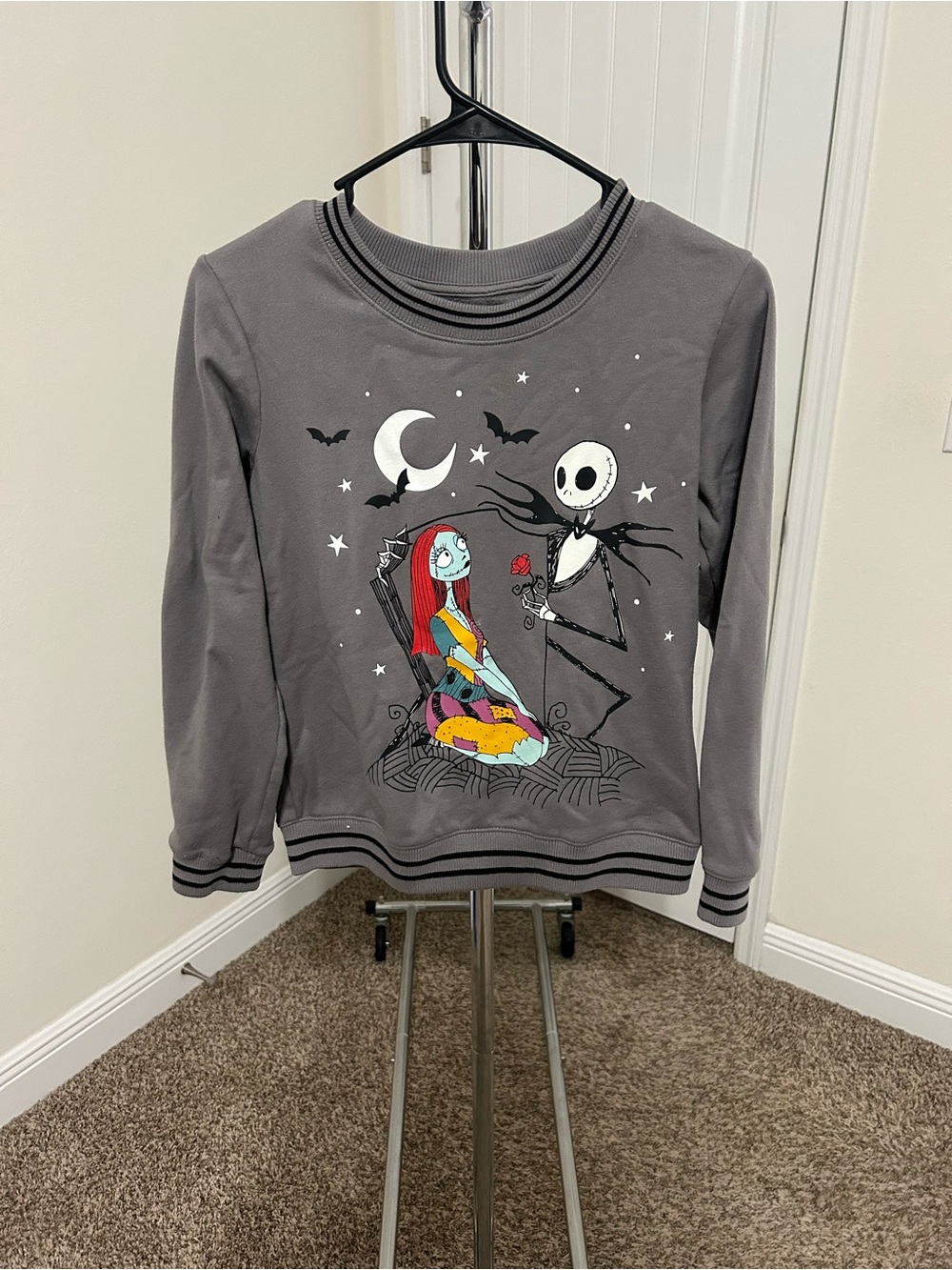 Disney Tim Burton's The Nightmare Before Christmas Gray Crewneck Sweatshirt